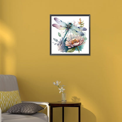 Watercolor Dragonfly - Full Round Drill Diamond Painting 30*30CM