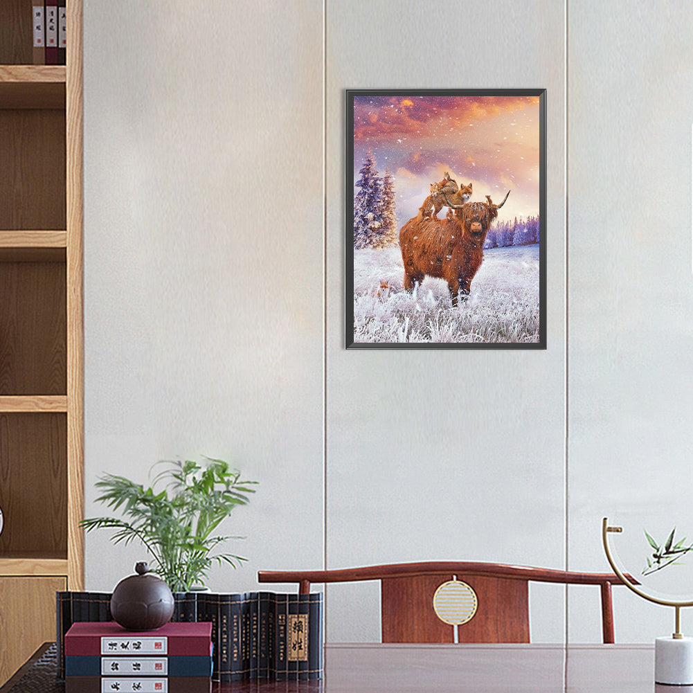 Highland Cattle - Full Round Drill Diamond Painting 30*40CM