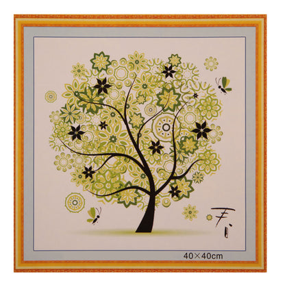 Four Season Tree 14CT Stamped Cross Stitch DIY Embroidery Canvas (Spring)