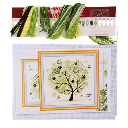 Four Season Tree 14CT Stamped Cross Stitch DIY Embroidery Canvas (Spring)