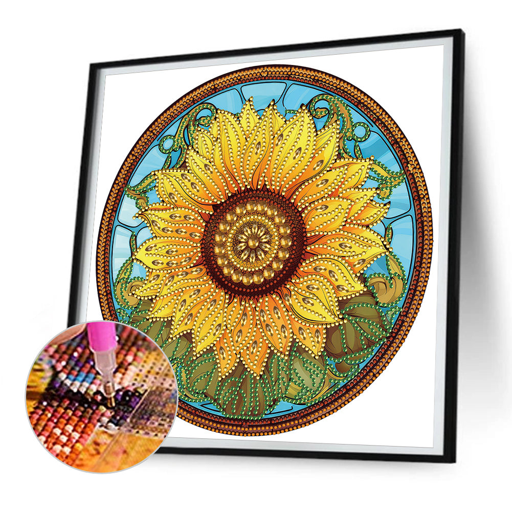 Sunflower Glass Painting - Special Shaped Drill Diamond Painting 30*30CM