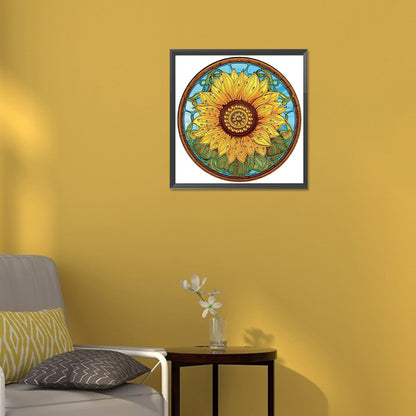 Sunflower Glass Painting - Special Shaped Drill Diamond Painting 30*30CM