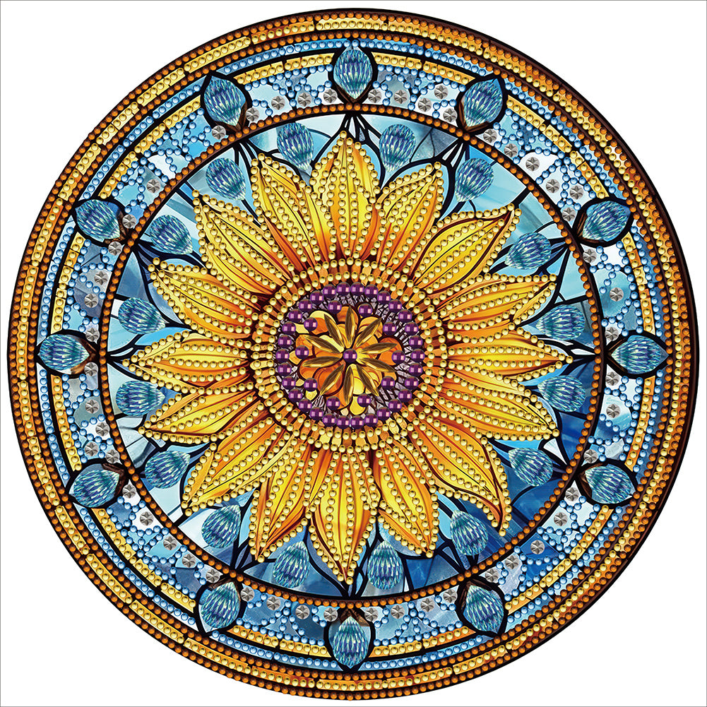 Sunflower Glass Painting - Special Shaped Drill Diamond Painting 30*30CM