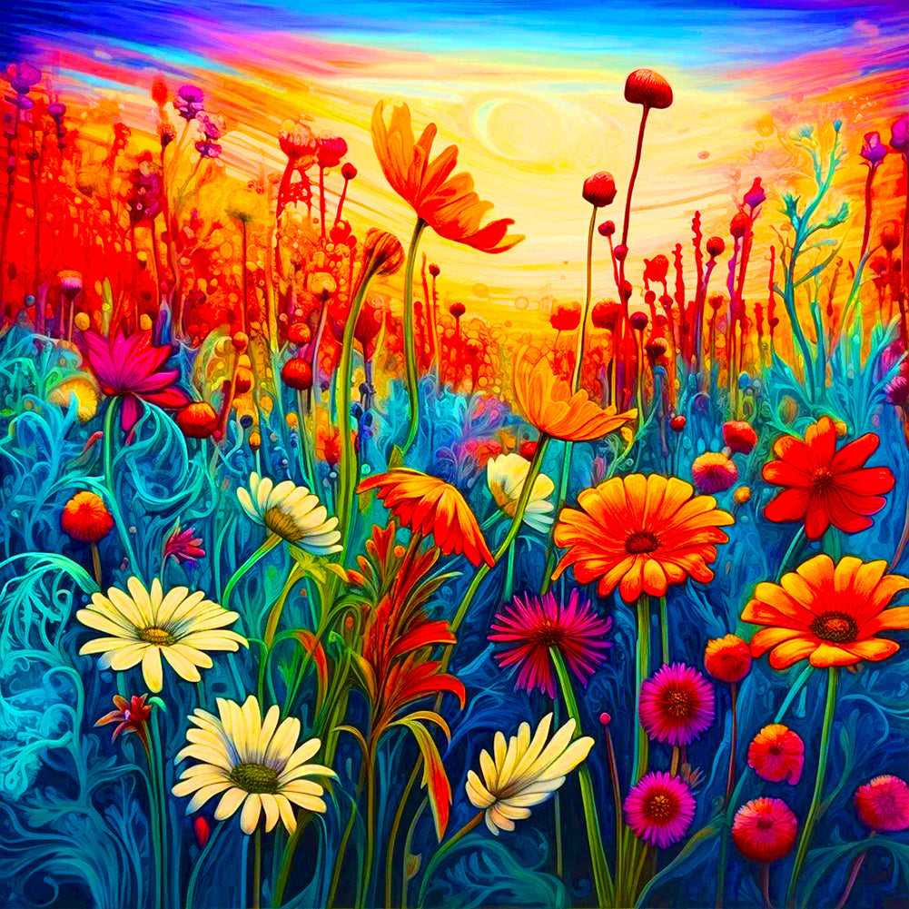 Daisy Field - Full Round Drill Diamond Painting 30*30CM