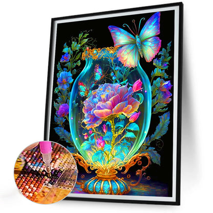 Glass Butterfly - Full Round Drill Diamond Painting 30*40CM