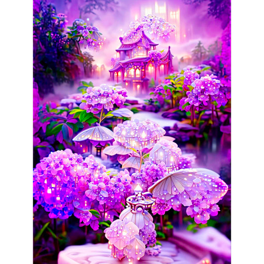 Purple Flowers - Full Round Drill Diamond Painting 30*40CM