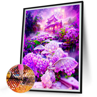 Purple Flowers - Full Round Drill Diamond Painting 30*40CM