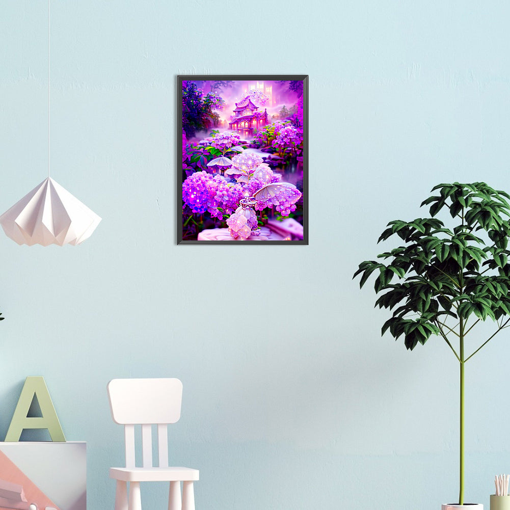 Purple Flowers - Full Round Drill Diamond Painting 30*40CM