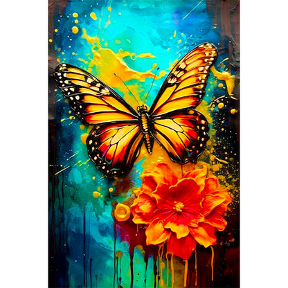 Butterfly And Flower - Full Round Drill Diamond Painting 40*60CM