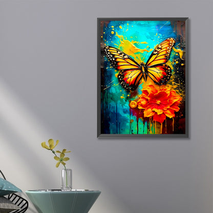 Butterfly And Flower - Full Round Drill Diamond Painting 40*60CM