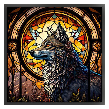 Glass Painting-Wolf - 11CT Stamped Cross Stitch 40*40CM