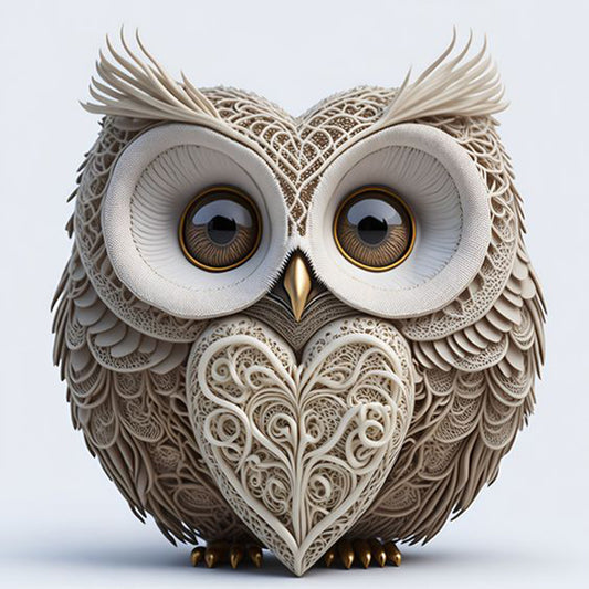 Heart Shaped Owl - Full Round Drill Diamond Painting 30*30CM