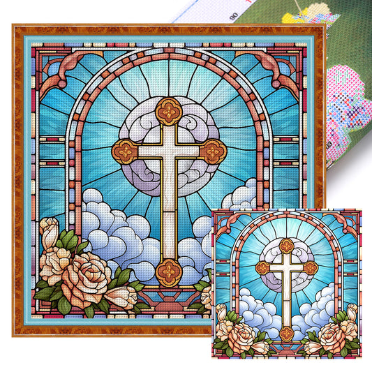 Glass Painting- - 11CT Stamped Cross Stitch 40*40CM