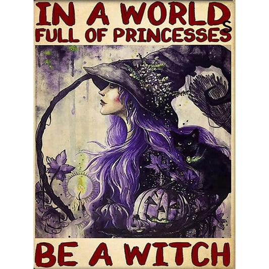 Purple Witch - 11CT Stamped Cross Stitch 50*65CM