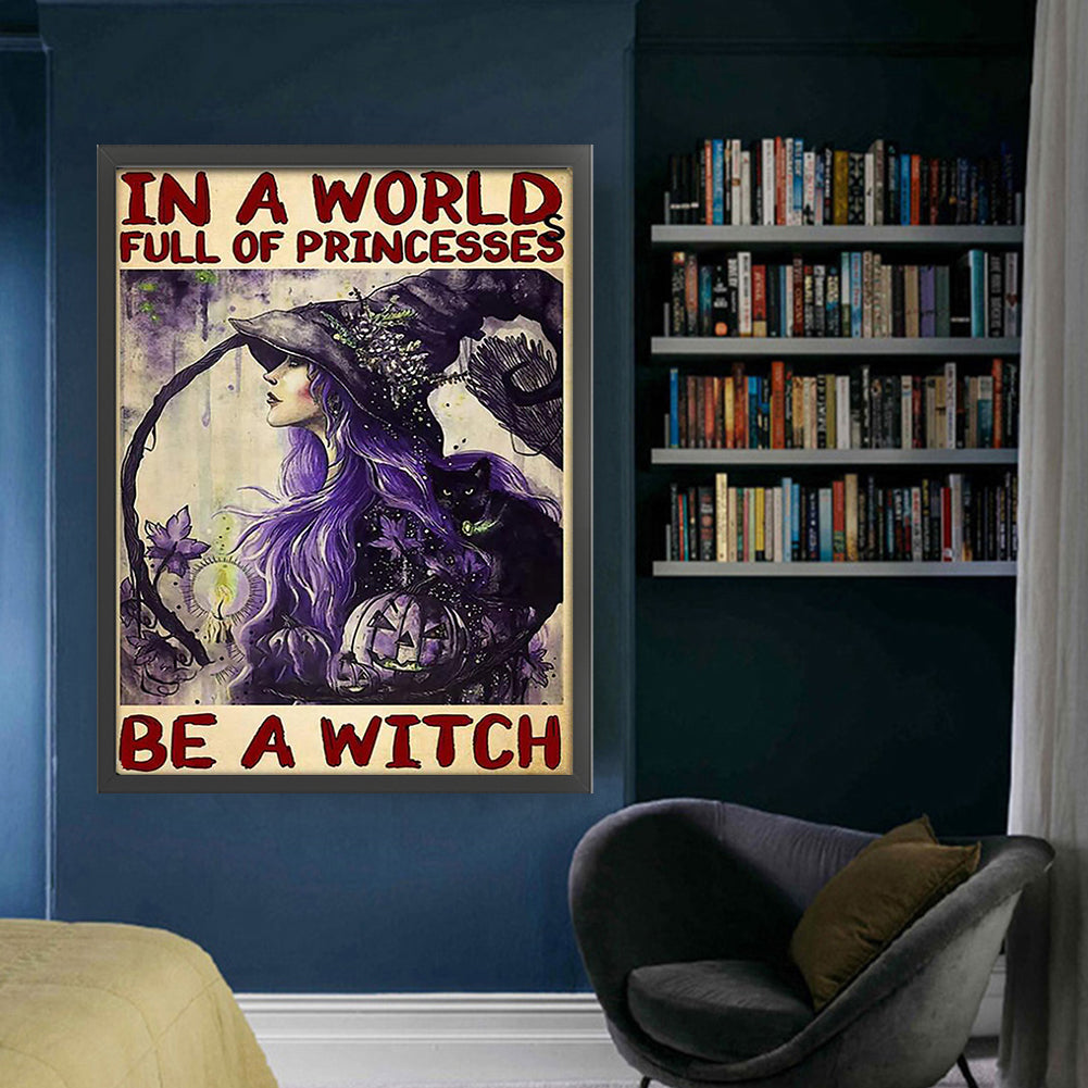 Purple Witch - 11CT Stamped Cross Stitch 50*65CM