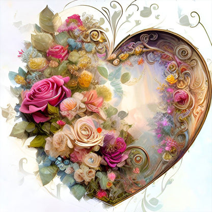 Love Flower Frame - Full Round Drill Diamond Painting 30*30CM
