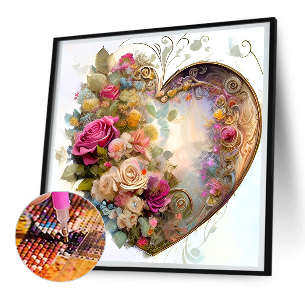 Love Flower Frame - Full Round Drill Diamond Painting 30*30CM