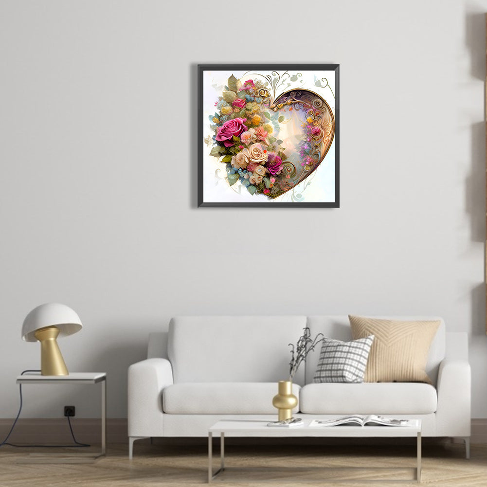 Love Flower Frame - Full Round Drill Diamond Painting 30*30CM