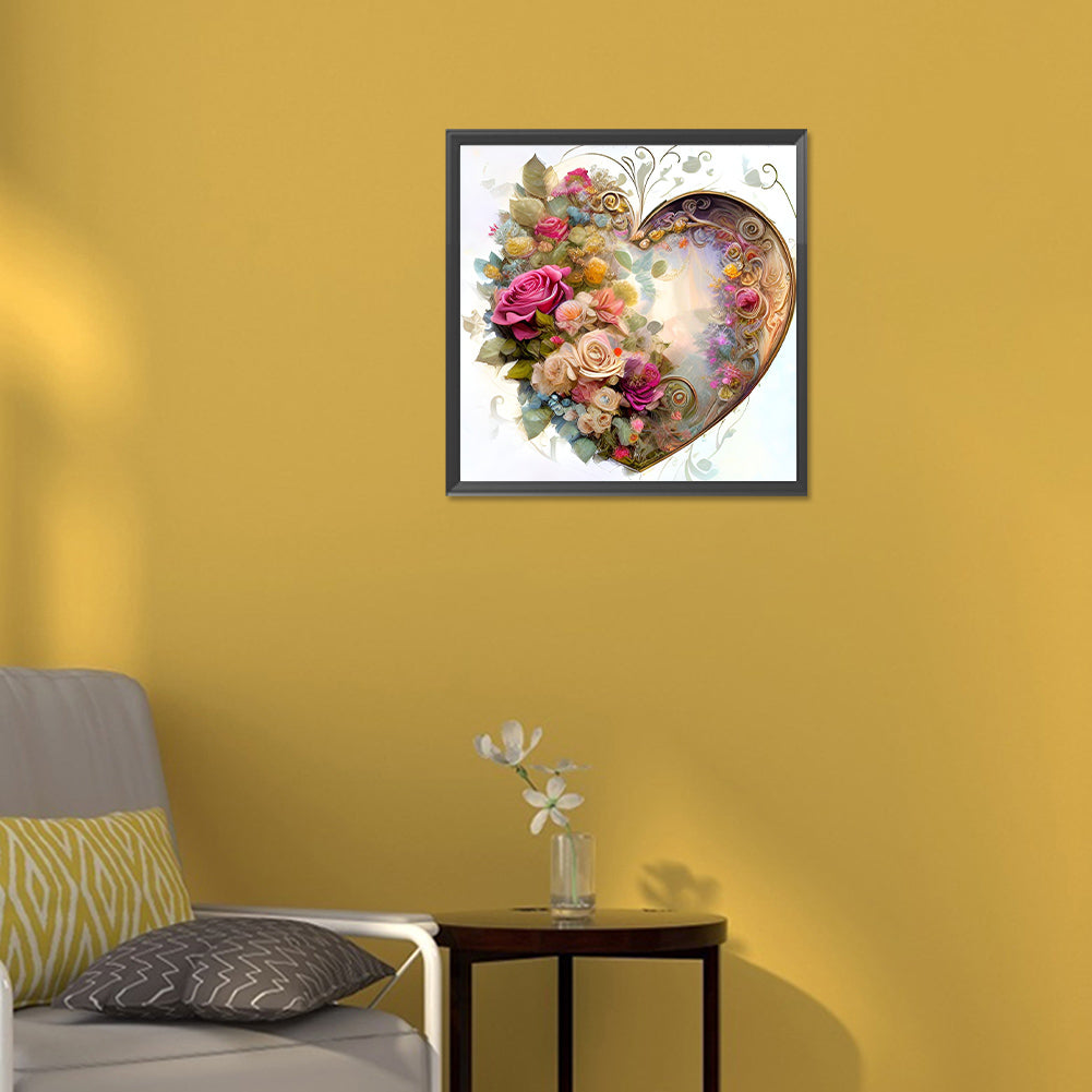 Love Flower Frame - Full Round Drill Diamond Painting 30*30CM