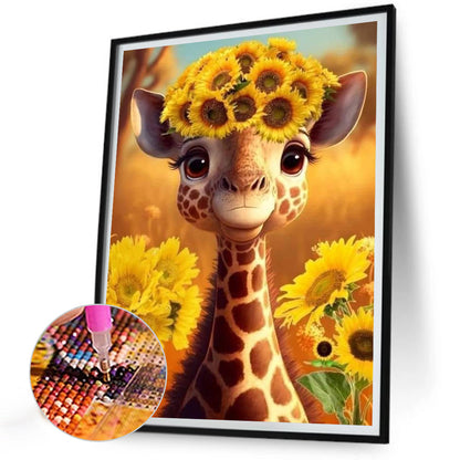 Cute Giraffe - Full Round Drill Diamond Painting 30*40CM