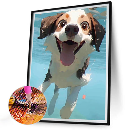 Puppy Swimming Underwater - Full Round Drill Diamond Painting 30*40CM