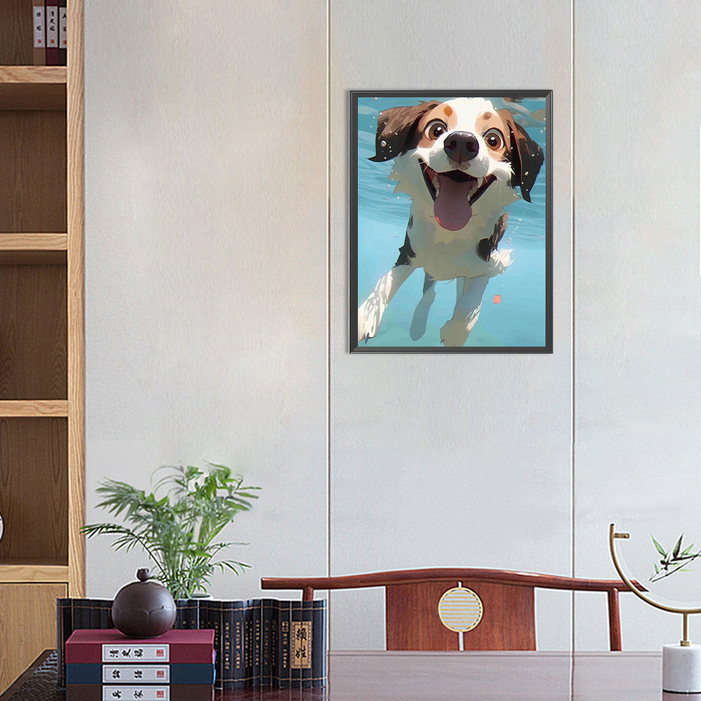 Puppy Swimming Underwater - Full Round Drill Diamond Painting 30*40CM
