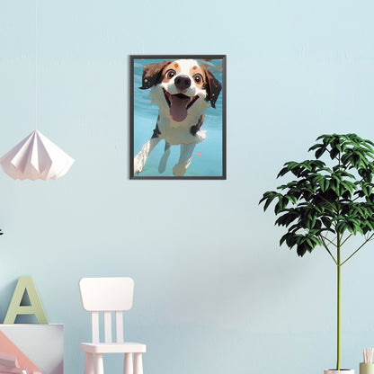 Puppy Swimming Underwater - Full Round Drill Diamond Painting 30*40CM