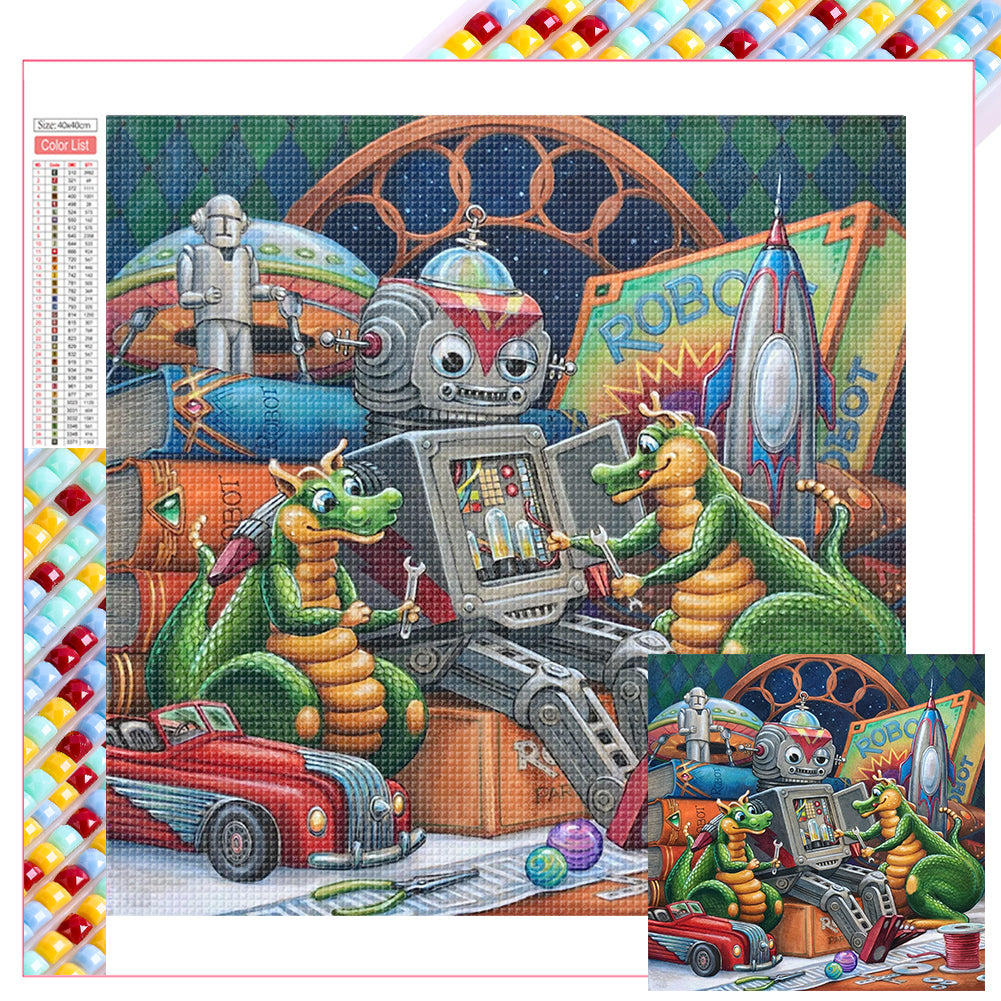 Robots And Dragonmen - Full Square Drill Diamond Painting 40*40CM