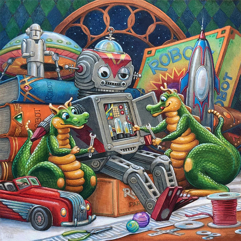 Robots And Dragonmen - Full Square Drill Diamond Painting 40*40CM