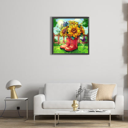 Blooming Sunflower - Full Round Drill Diamond Painting 30*30CM