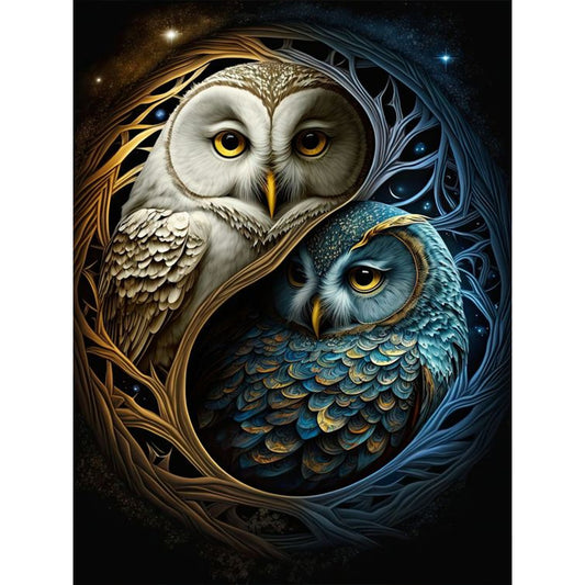 Star Moon Owl - Full Round Drill Diamond Painting 30*40CM