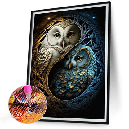 Star Moon Owl - Full Round Drill Diamond Painting 30*40CM