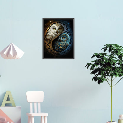 Star Moon Owl - Full Round Drill Diamond Painting 30*40CM