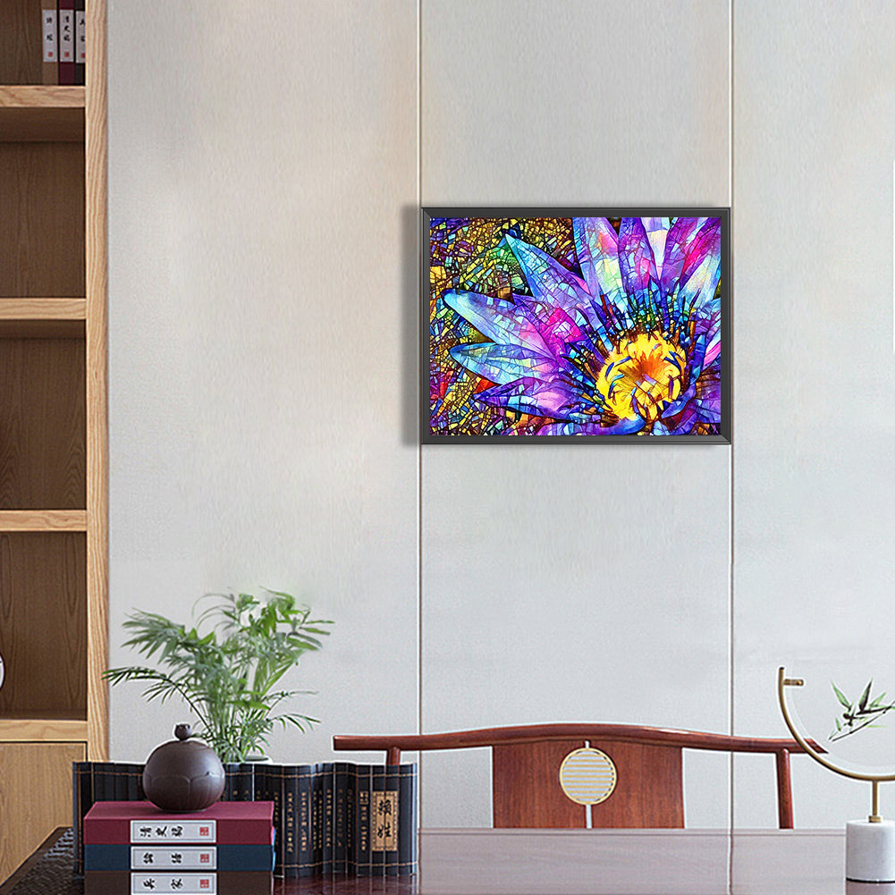 Sunflower Glass Painting - Full Round Drill Diamond Painting 40*30CM