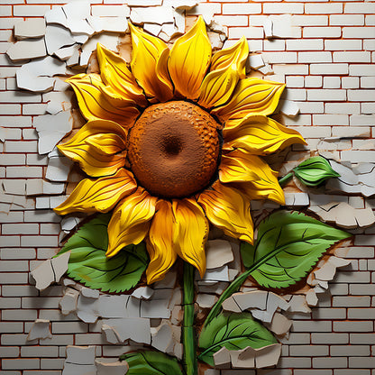 Flowers Growing In The Cracks Of The Wall - Full Round Drill Diamond Painting 30*30CM