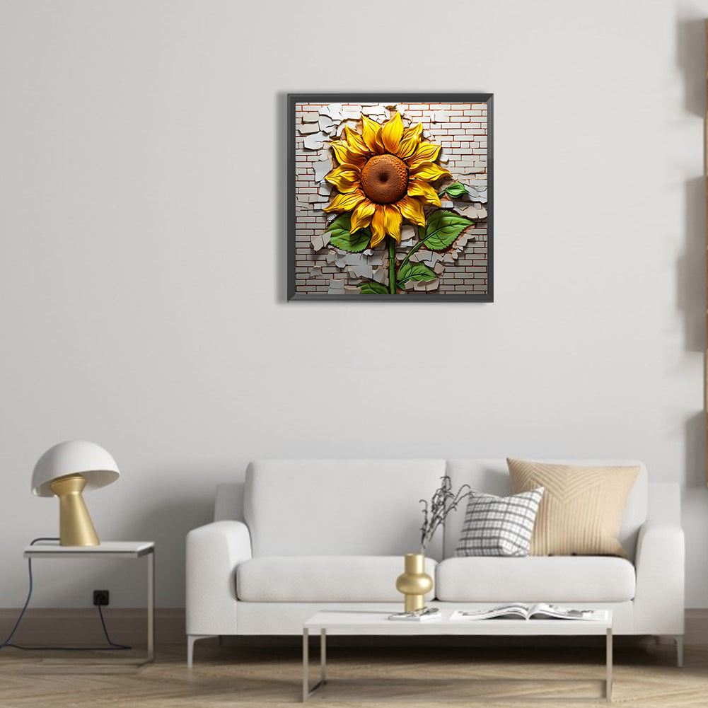 Flowers Growing In The Cracks Of The Wall - Full Round Drill Diamond Painting 30*30CM