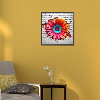 Flowers Growing In The Cracks Of The Wall - Full Round Drill Diamond Painting 30*30CM