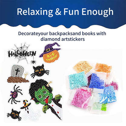4Pcs Dot Drill Sticker Art Craft Rhinestone Halloween Sticker for Kid Adult Gift