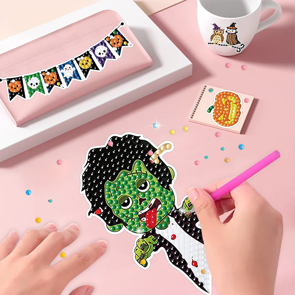 4Pcs Dot Drill Sticker Art Craft Rhinestone Halloween Sticker for Kid Adult Gift