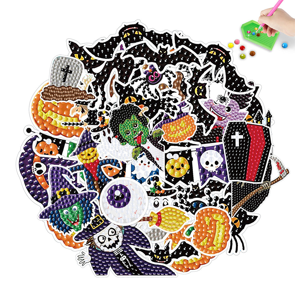4Pcs Dot Drill Sticker Art Craft Rhinestone Halloween Sticker for Kid Adult Gift
