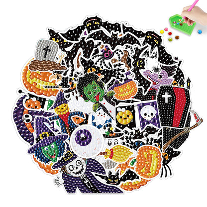 4Pcs Dot Drill Sticker Art Craft Rhinestone Halloween Sticker for Kid Adult Gift
