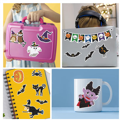 4Pcs Dot Drill Sticker Art Craft Rhinestone Halloween Sticker for Kid Adult Gift