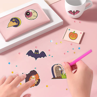 4Pcs Dot Drill Sticker Art Craft Rhinestone Halloween Sticker for Kid Adult Gift