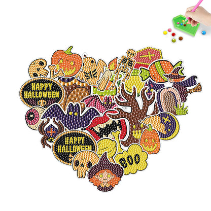 4Pcs Dot Drill Sticker Art Craft Rhinestone Halloween Sticker for Kid Adult Gift