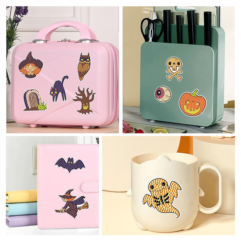 4Pcs Dot Drill Sticker Art Craft Rhinestone Halloween Sticker for Kid Adult Gift