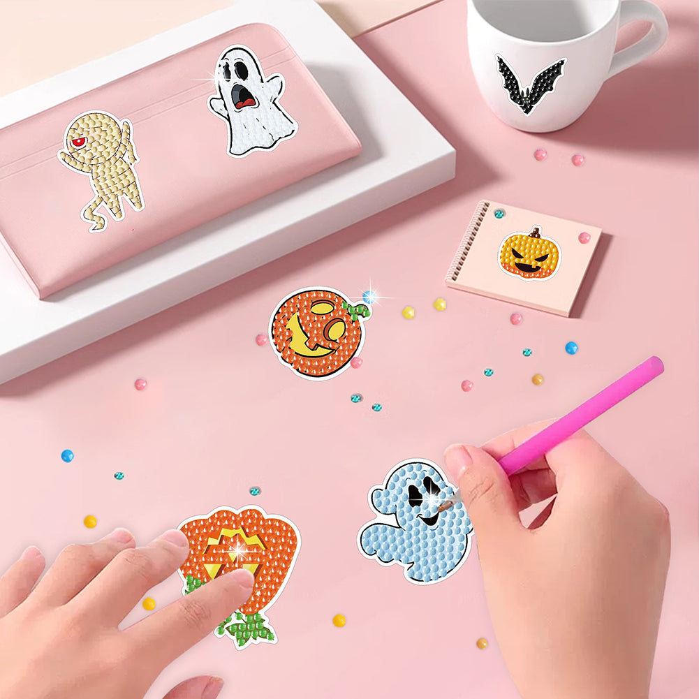 4Pcs Dot Drill Sticker Art Craft Rhinestone Halloween Sticker for Kid Adult Gift