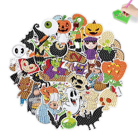 4Pcs Dot Drill Sticker Art Craft Rhinestone Halloween Sticker for Kid Adult Gift
