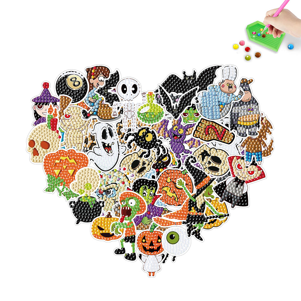 4Pcs Dot Drill Sticker Art Craft Rhinestone Halloween Sticker for Kid Adult Gift