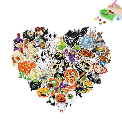 4Pcs Dot Drill Sticker Art Craft Rhinestone Halloween Sticker for Kid Adult Gift