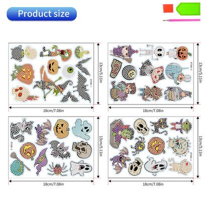 4Pcs Dot Drill Sticker Art Craft Rhinestone Halloween Sticker for Kid Adult Gift